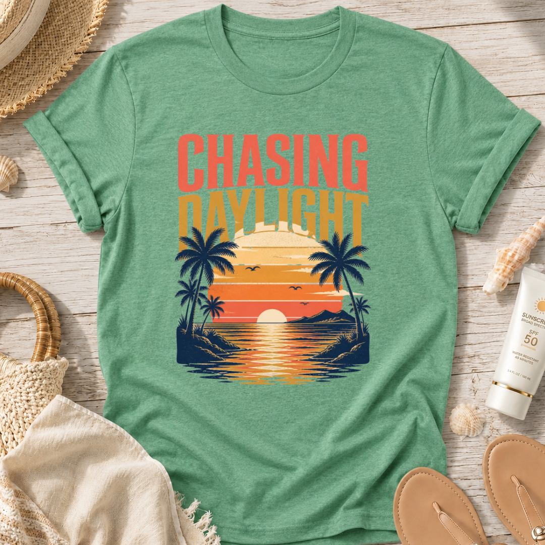 Chasing Daylight Sunset Beach T-Shirt