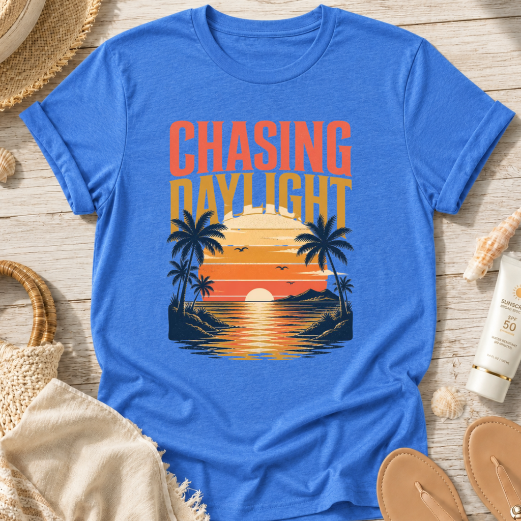 Chasing Daylight Sunset Beach T-Shirt