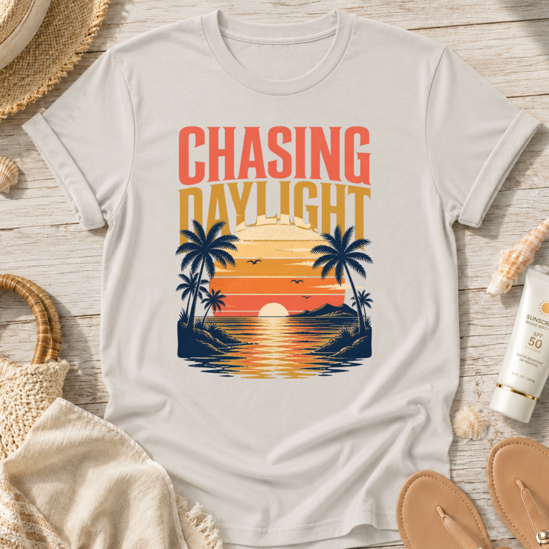 Chasing Daylight Sunset Beach T-Shirt