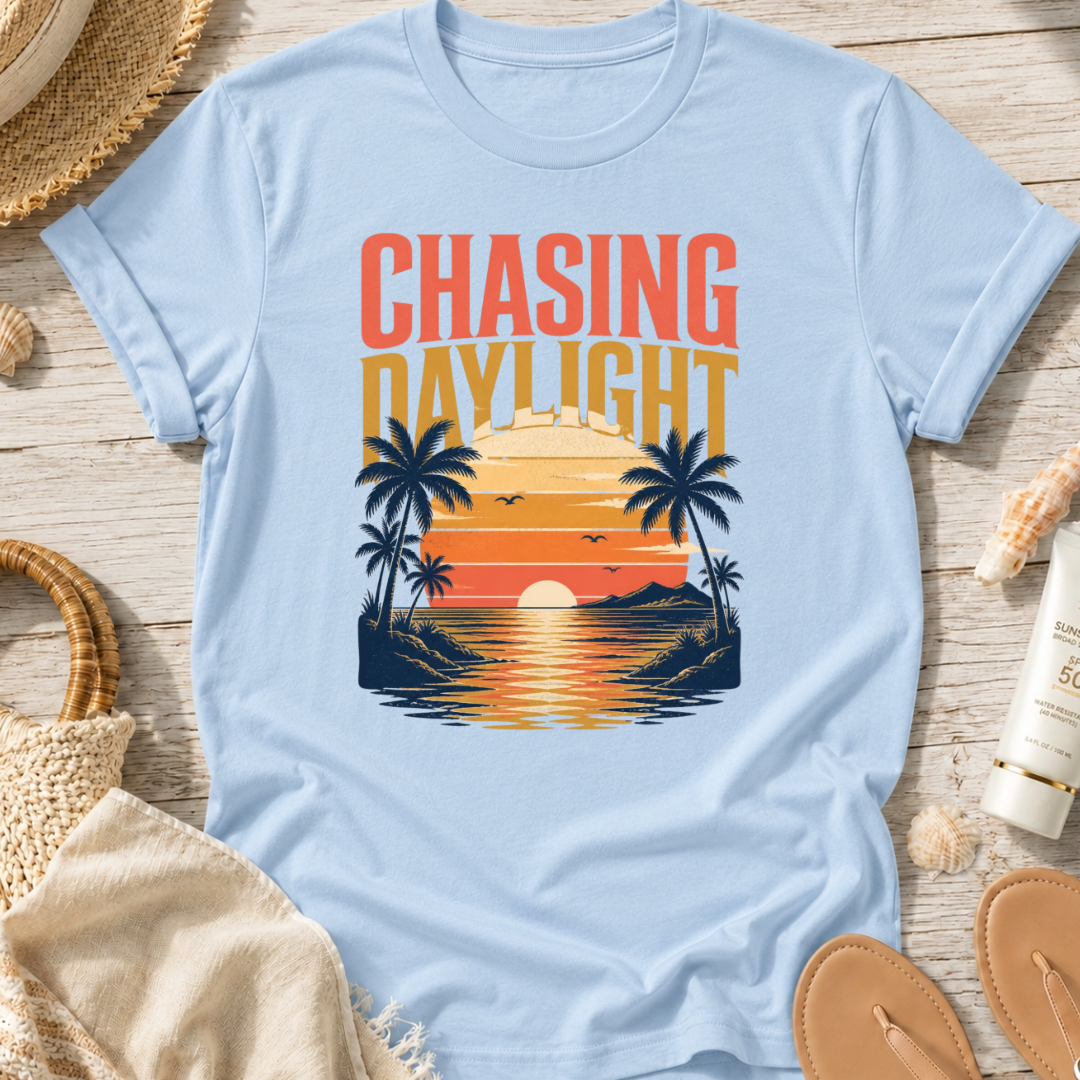 Chasing Daylight Sunset Beach T-Shirt