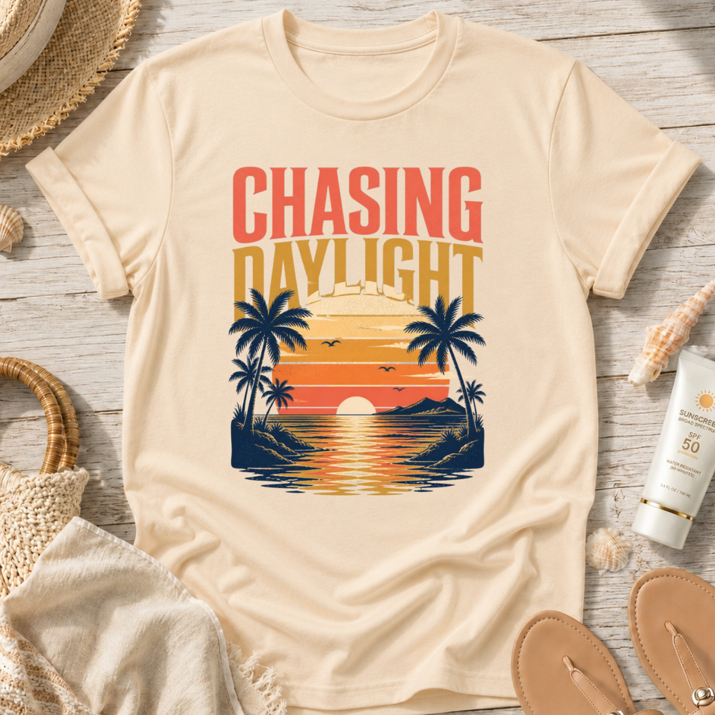 Chasing Daylight Sunset Beach T-Shirt