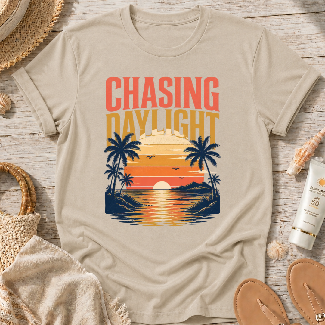 Chasing Daylight Sunset Beach T-Shirt