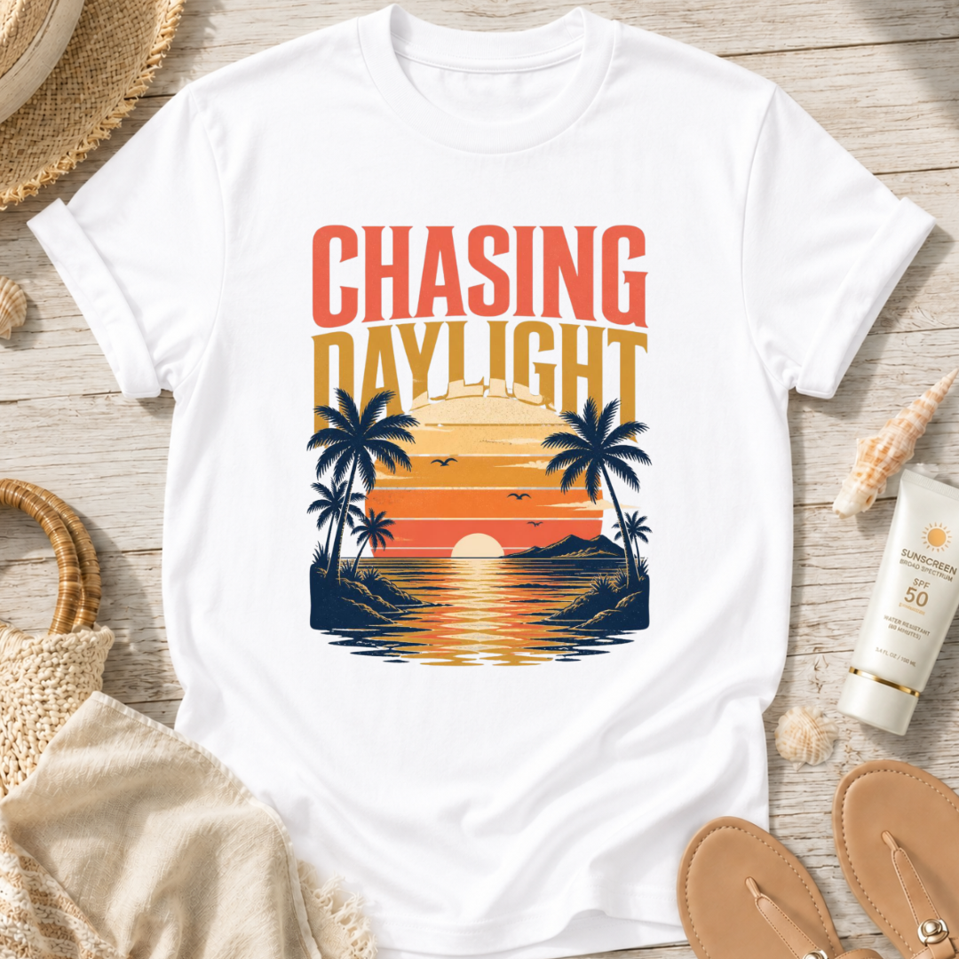 Chasing Daylight Sunset Beach T-Shirt