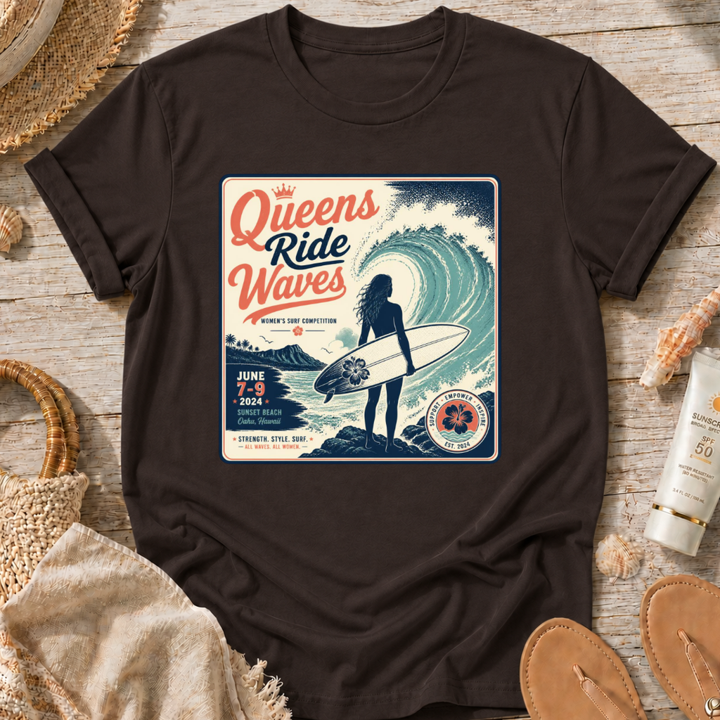 Queens Ride Waves Surf T-Shirt