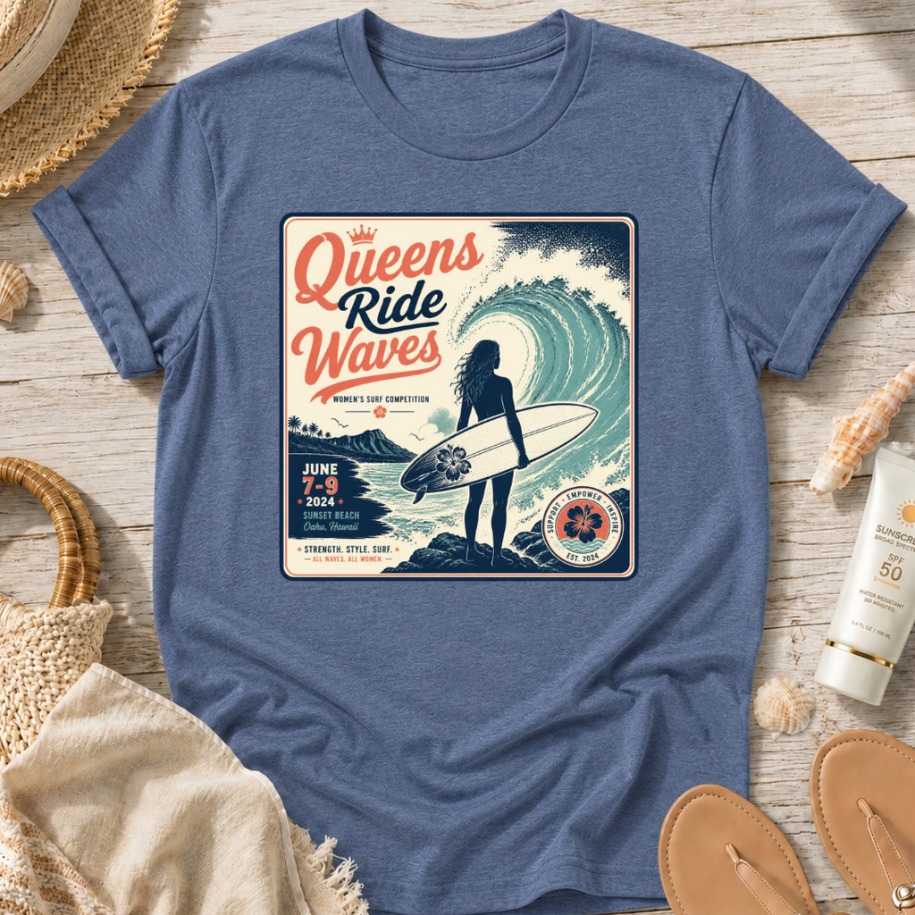 Queens Ride Waves Surf T-Shirt