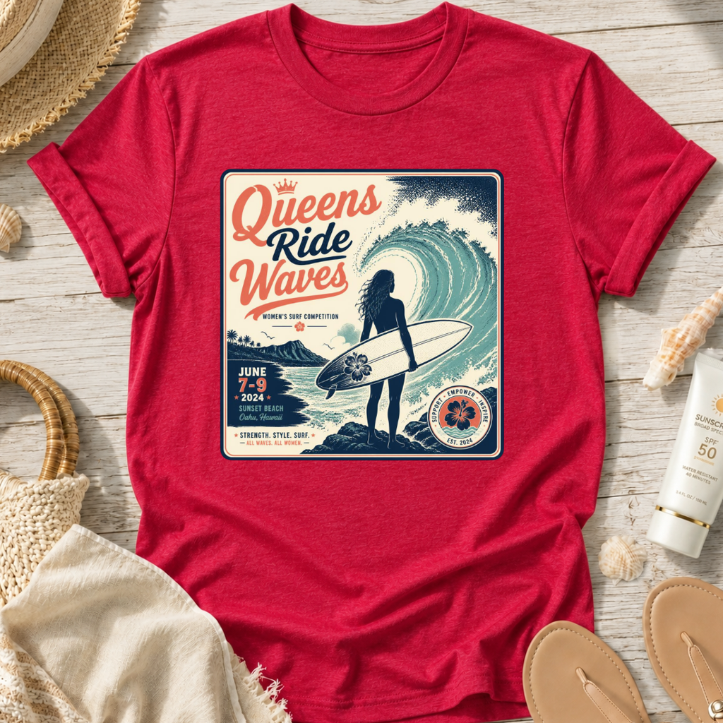 Queens Ride Waves Surf T-Shirt