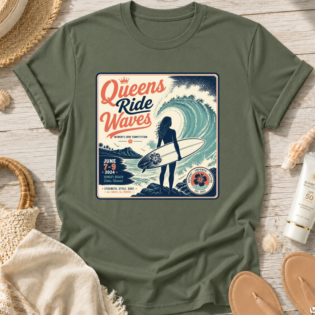 Queens Ride Waves Surf T-Shirt