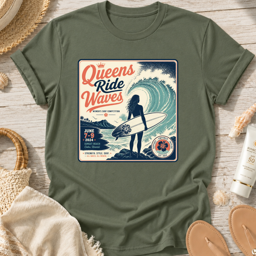 Queens Ride Waves Surf T-Shirt