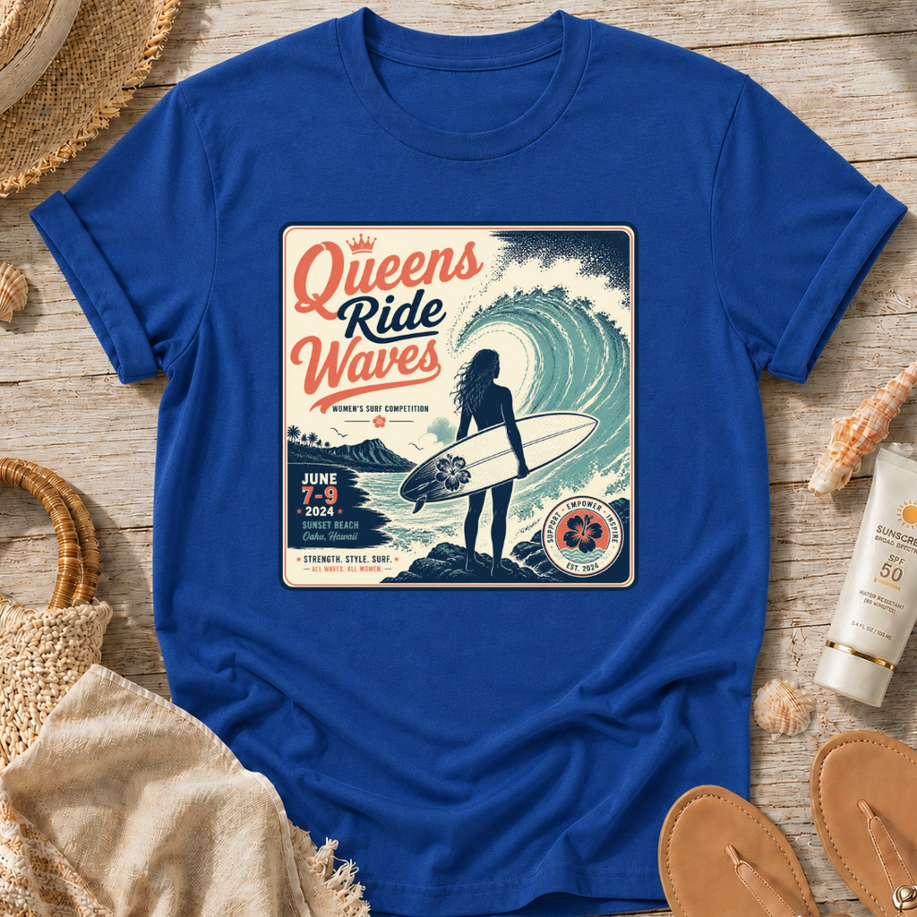 Queens Ride Waves Surf T-Shirt