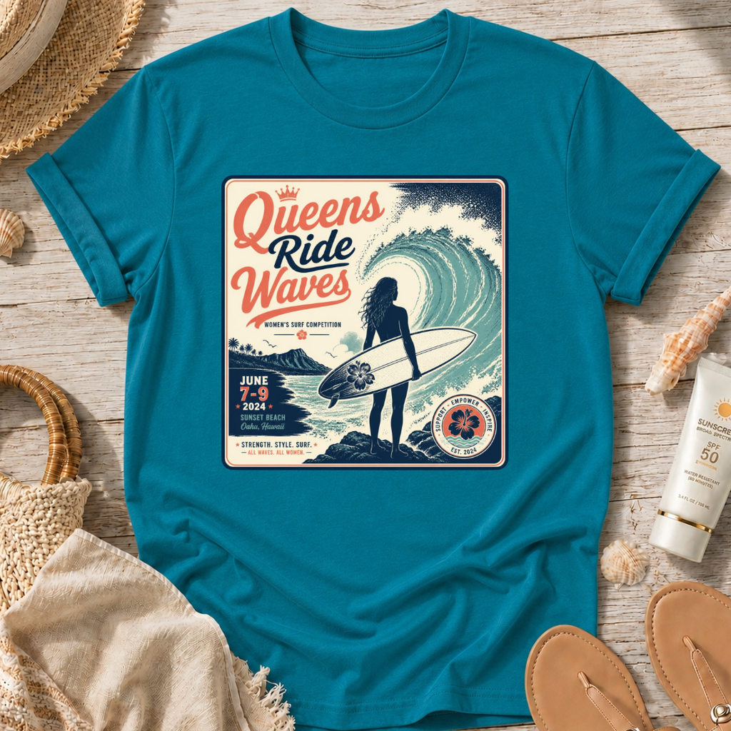 Queens Ride Waves Surf T-Shirt