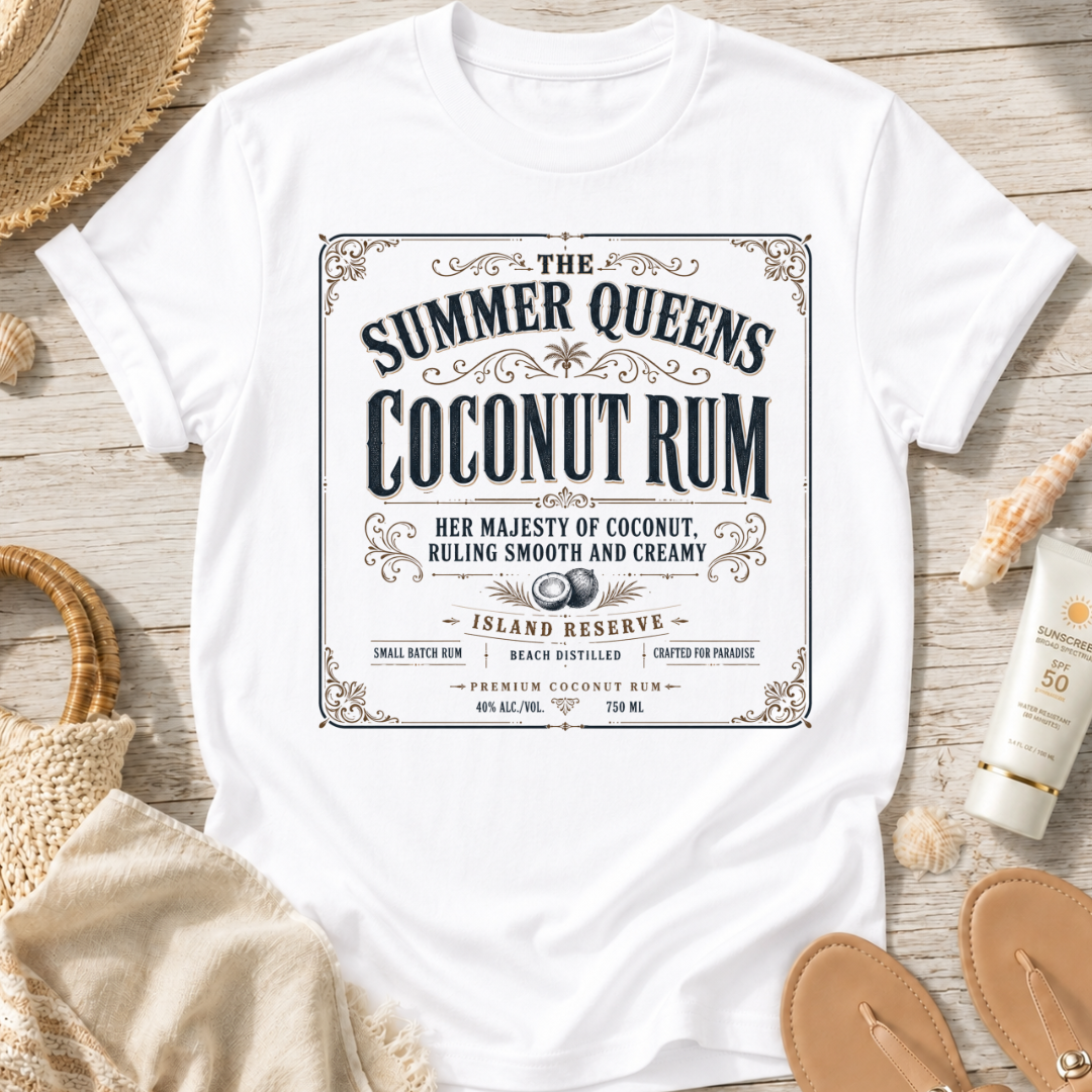 The Summer Queens Coconut Rum Label T-Shirt