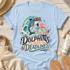Dolphins Over Deadlines Beach T-Shirt
