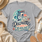 Dolphins Over Deadlines Beach T-Shirt