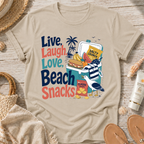 Live, Laugh, Love, Beach Snacks T-Shirt