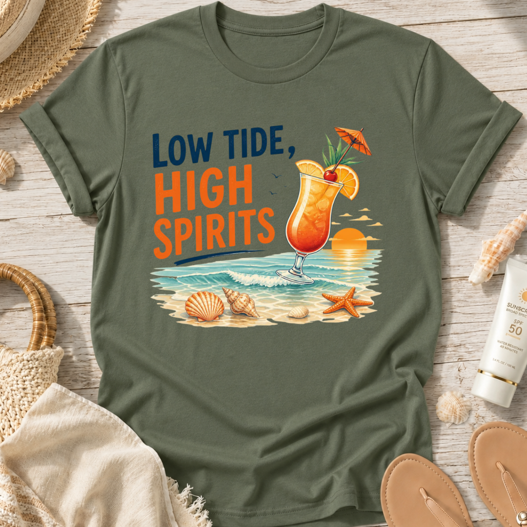 Low Tide, High Spirits Cocktail T-Shirt