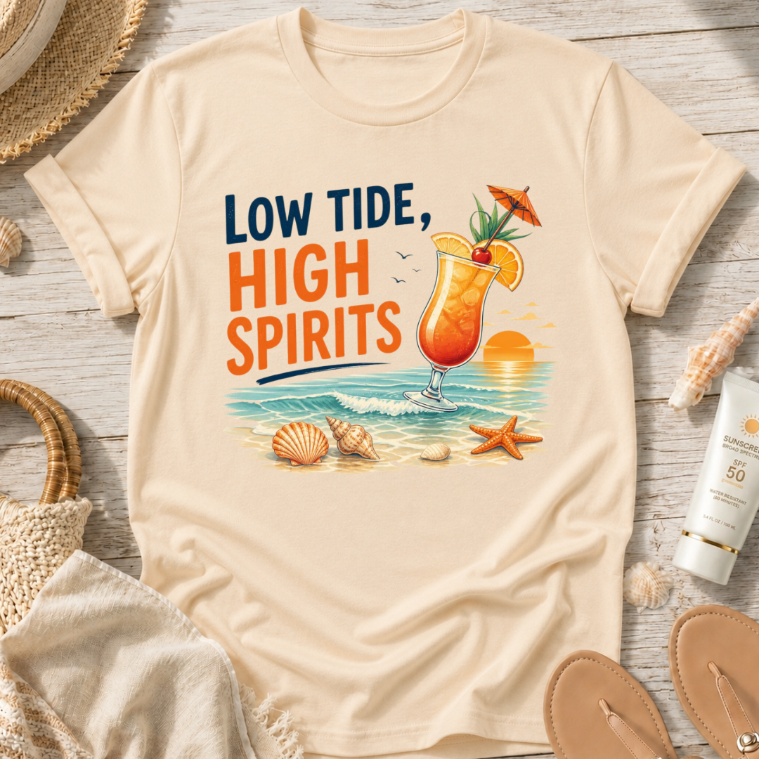 Low Tide, High Spirits Cocktail T-Shirt