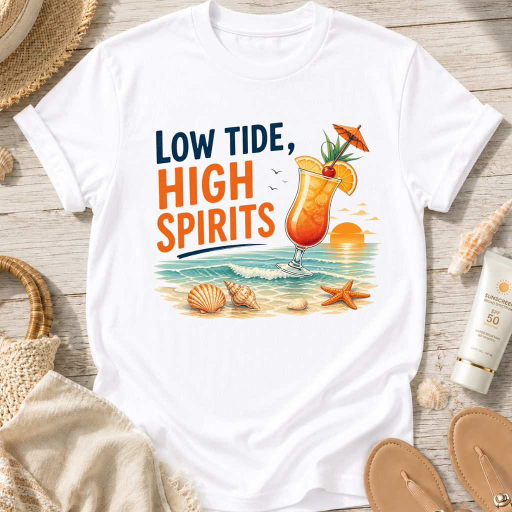 Low Tide, High Spirits Cocktail T-Shirt