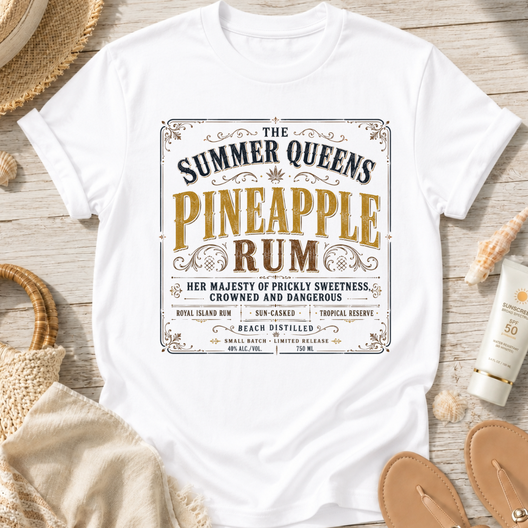 The Summer Queens Pineapple Rum Label T-Shirt