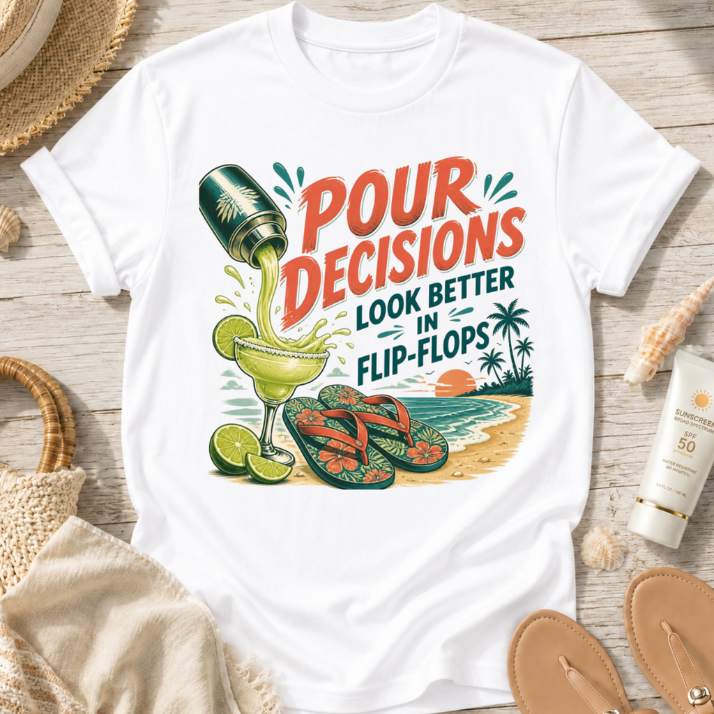 Pour Decisions Look Better in Flip-Flops T-Shirt