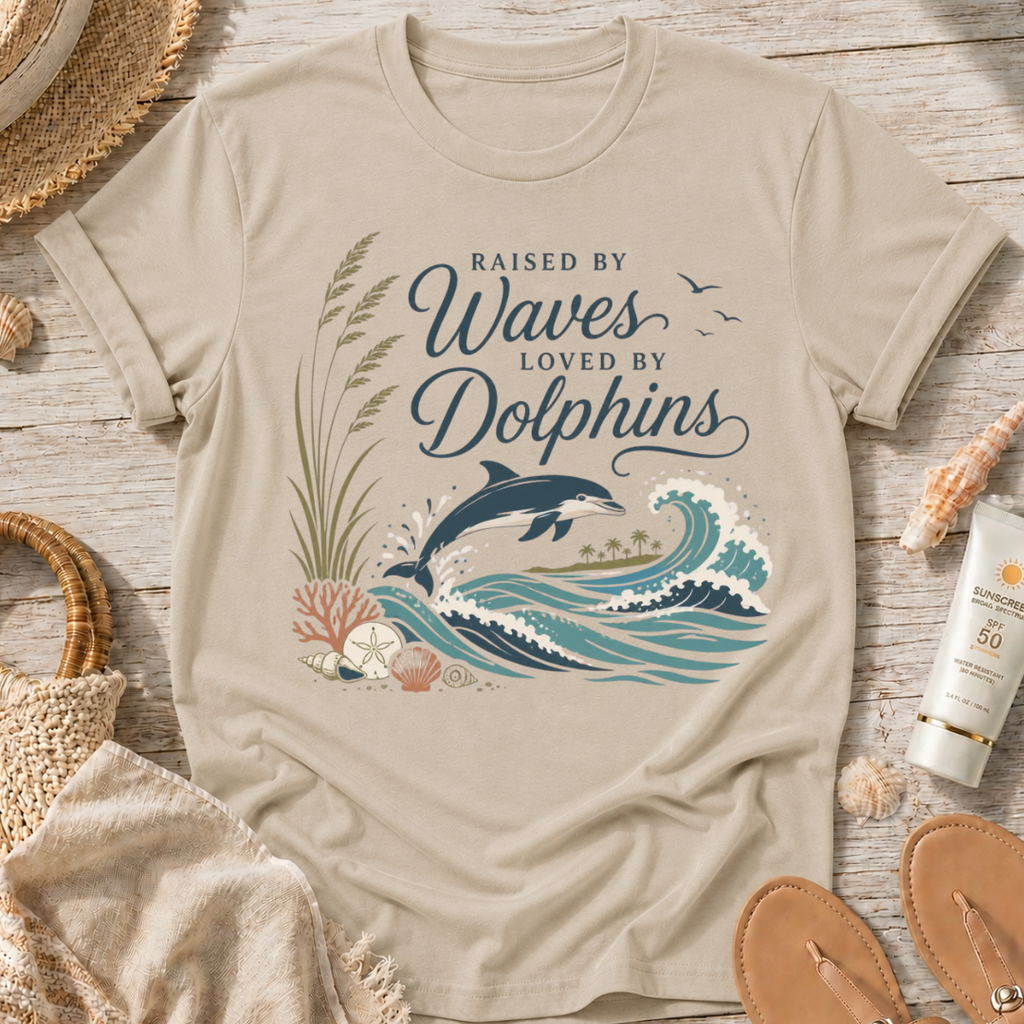 Raised by Waves, Loved by Dolphins T-Shirt