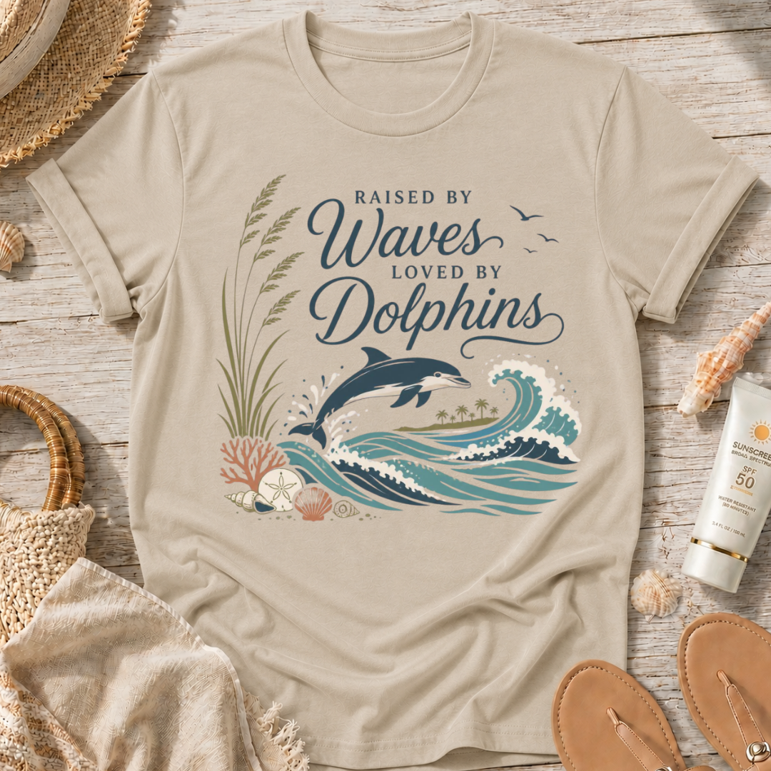 Raised by Waves, Loved by Dolphins T-Shirt
