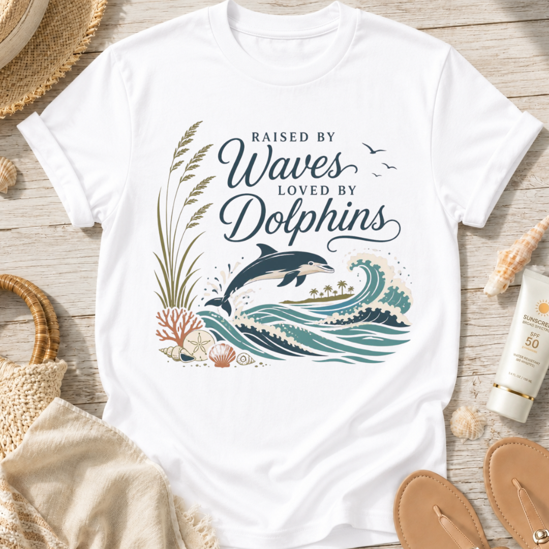 Raised by Waves, Loved by Dolphins T-Shirt