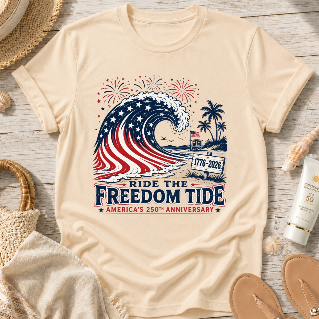 Ride the Freedom Tide Beach T-Shirt
