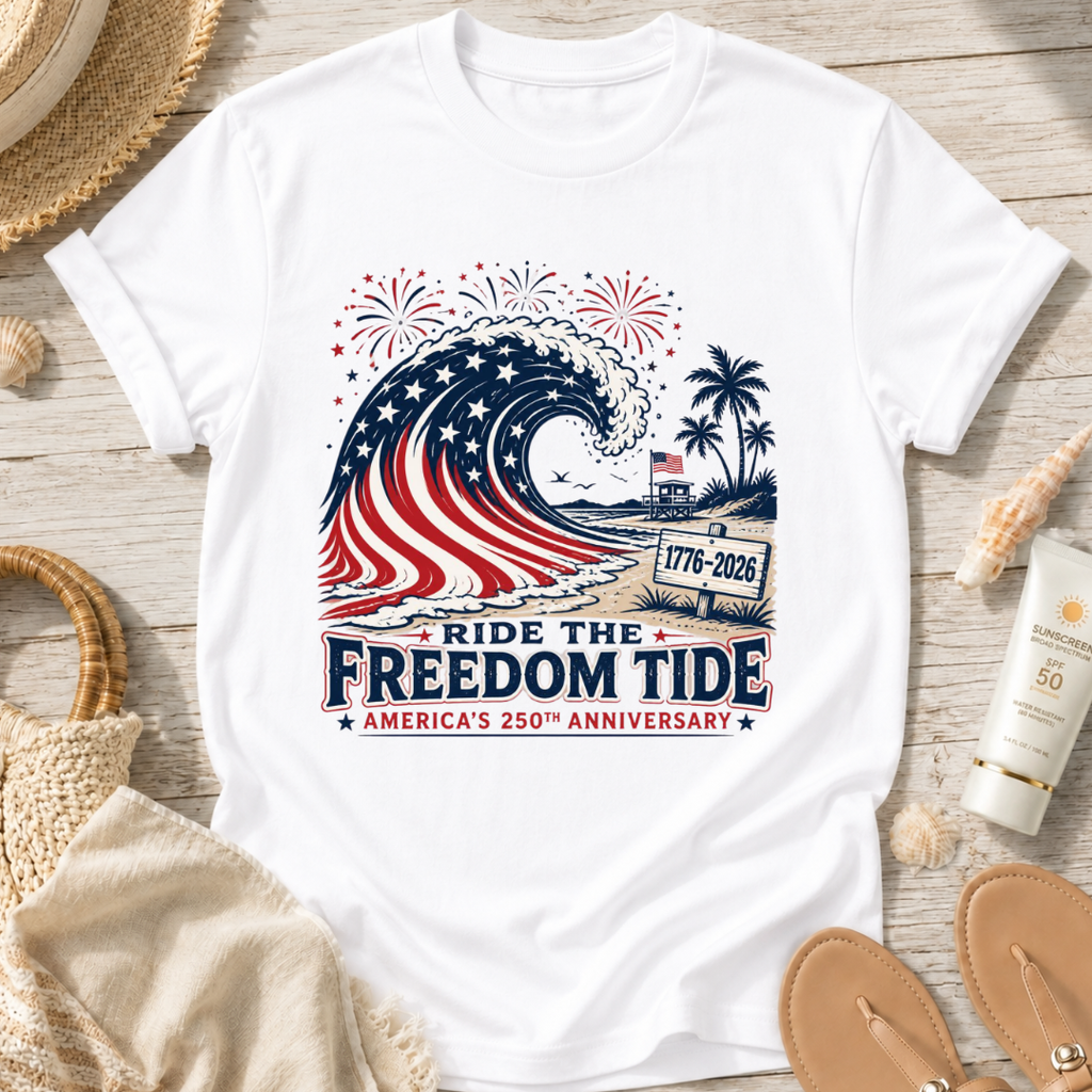 Ride the Freedom Tide Beach T-Shirt