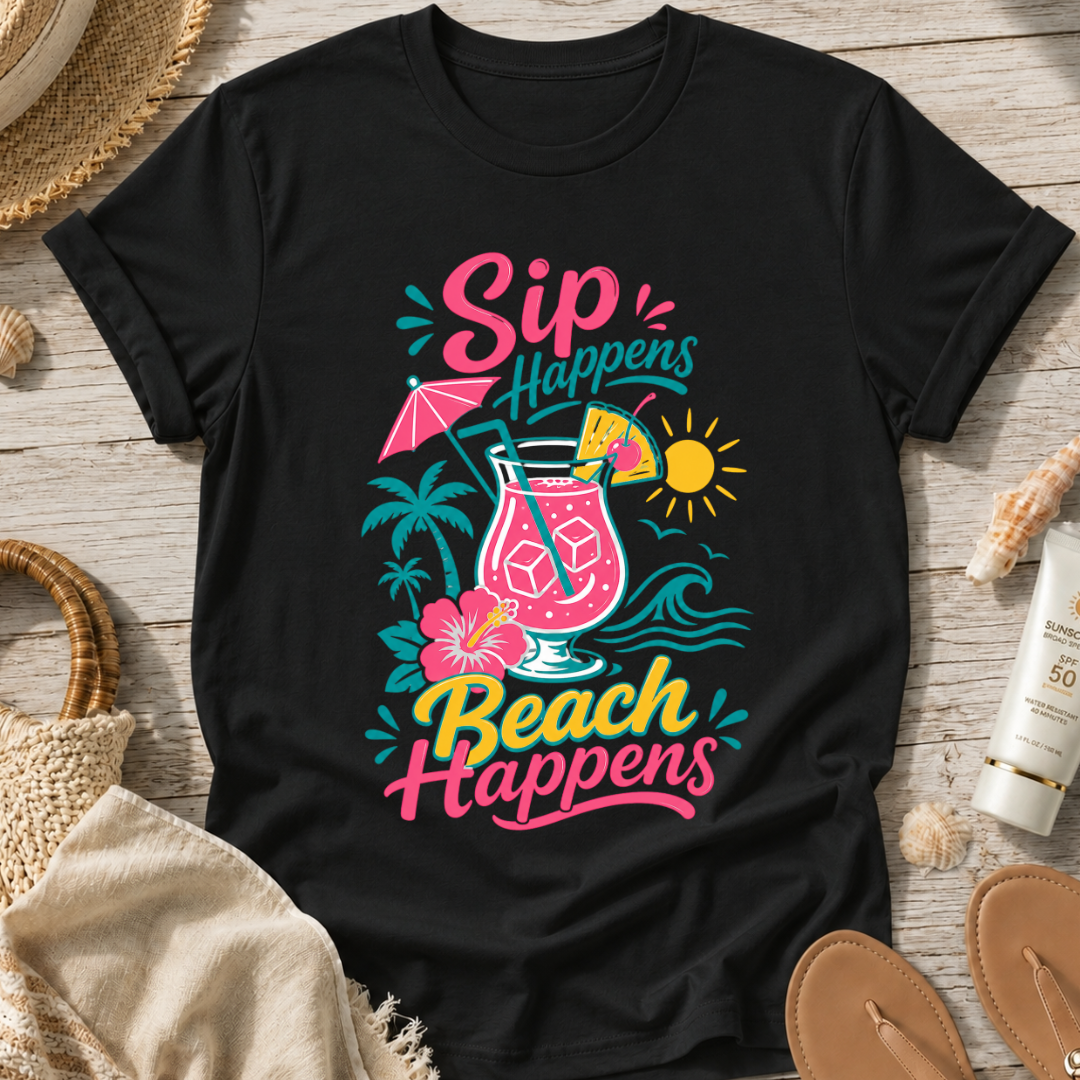 Sip Happens, Beach Happens T-Shirt