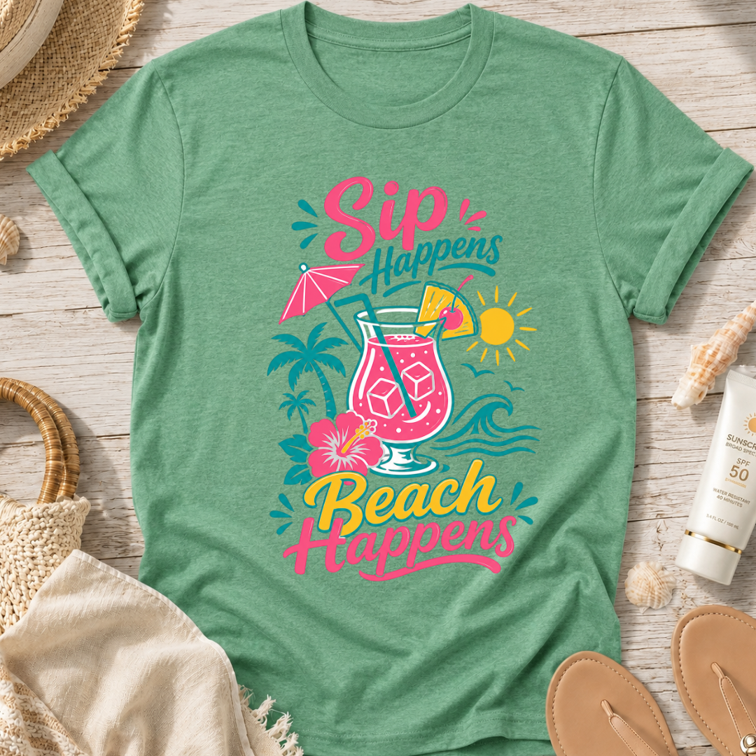 Sip Happens, Beach Happens T-Shirt