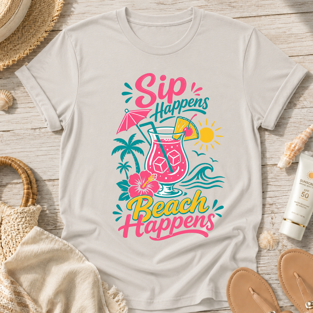 Sip Happens, Beach Happens T-Shirt