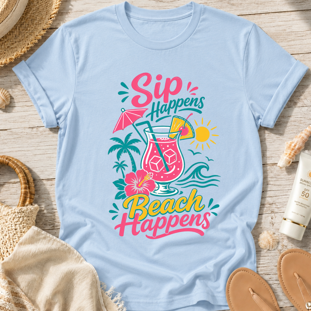 Sip Happens, Beach Happens T-Shirt