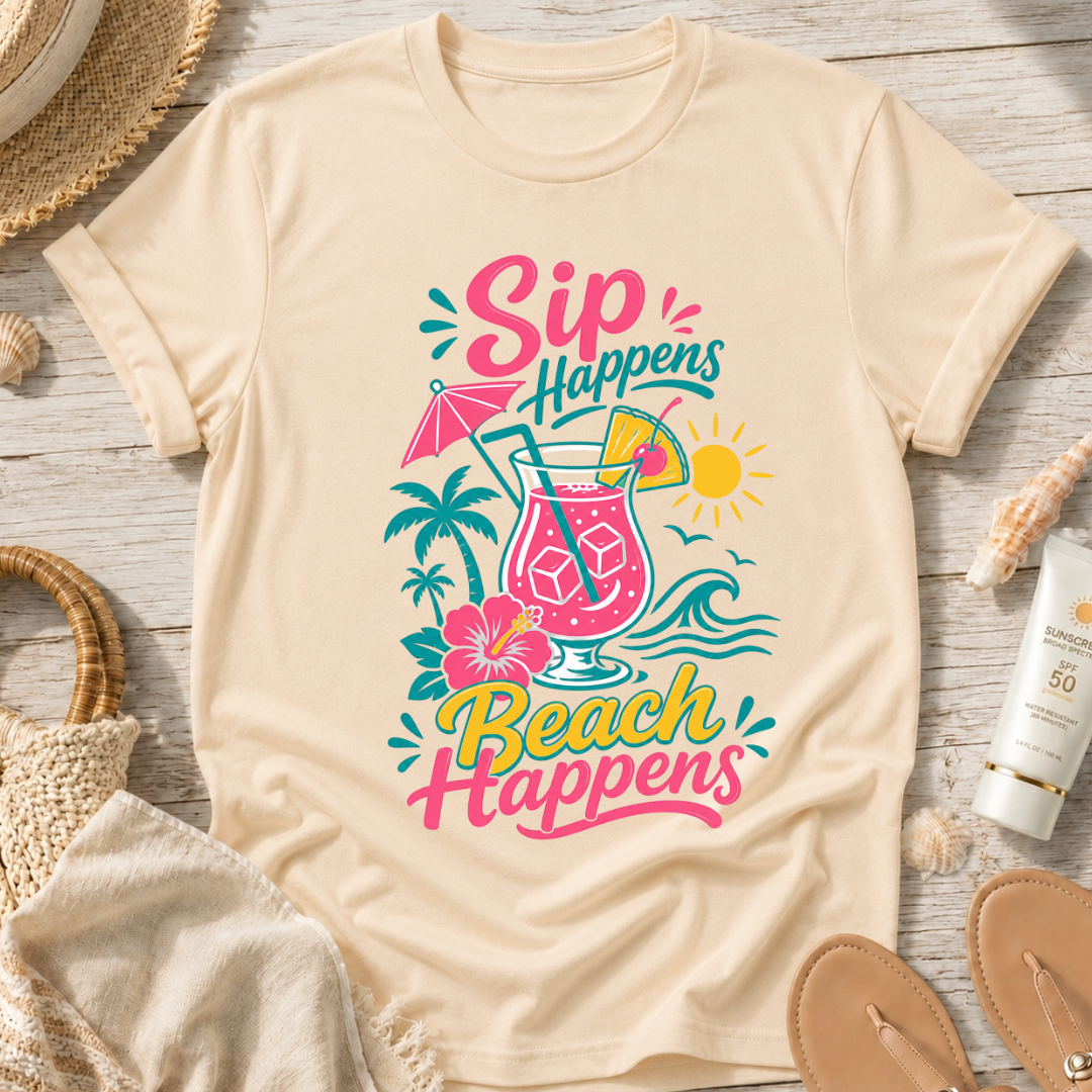 Sip Happens, Beach Happens T-Shirt