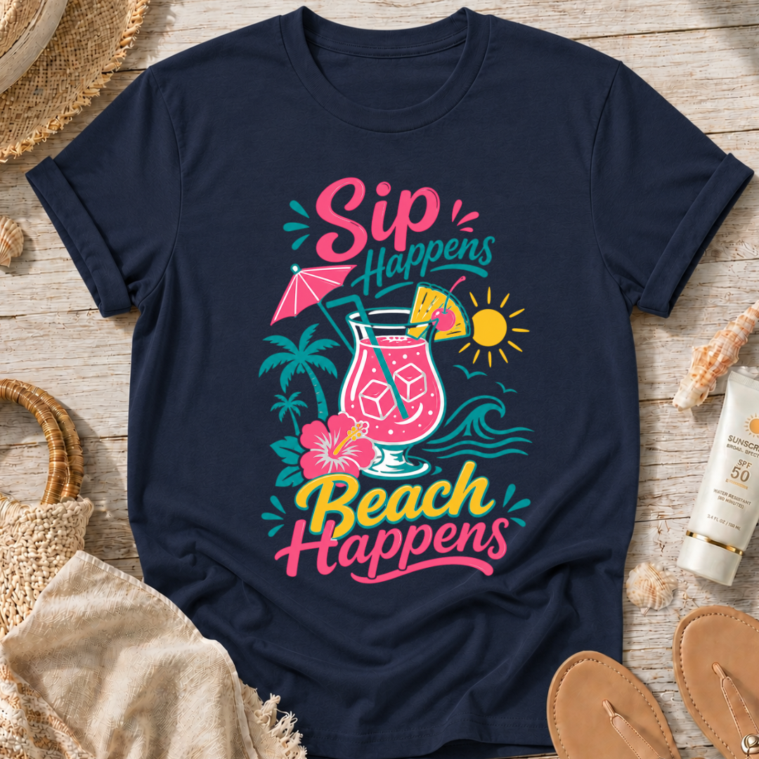 Sip Happens, Beach Happens T-Shirt