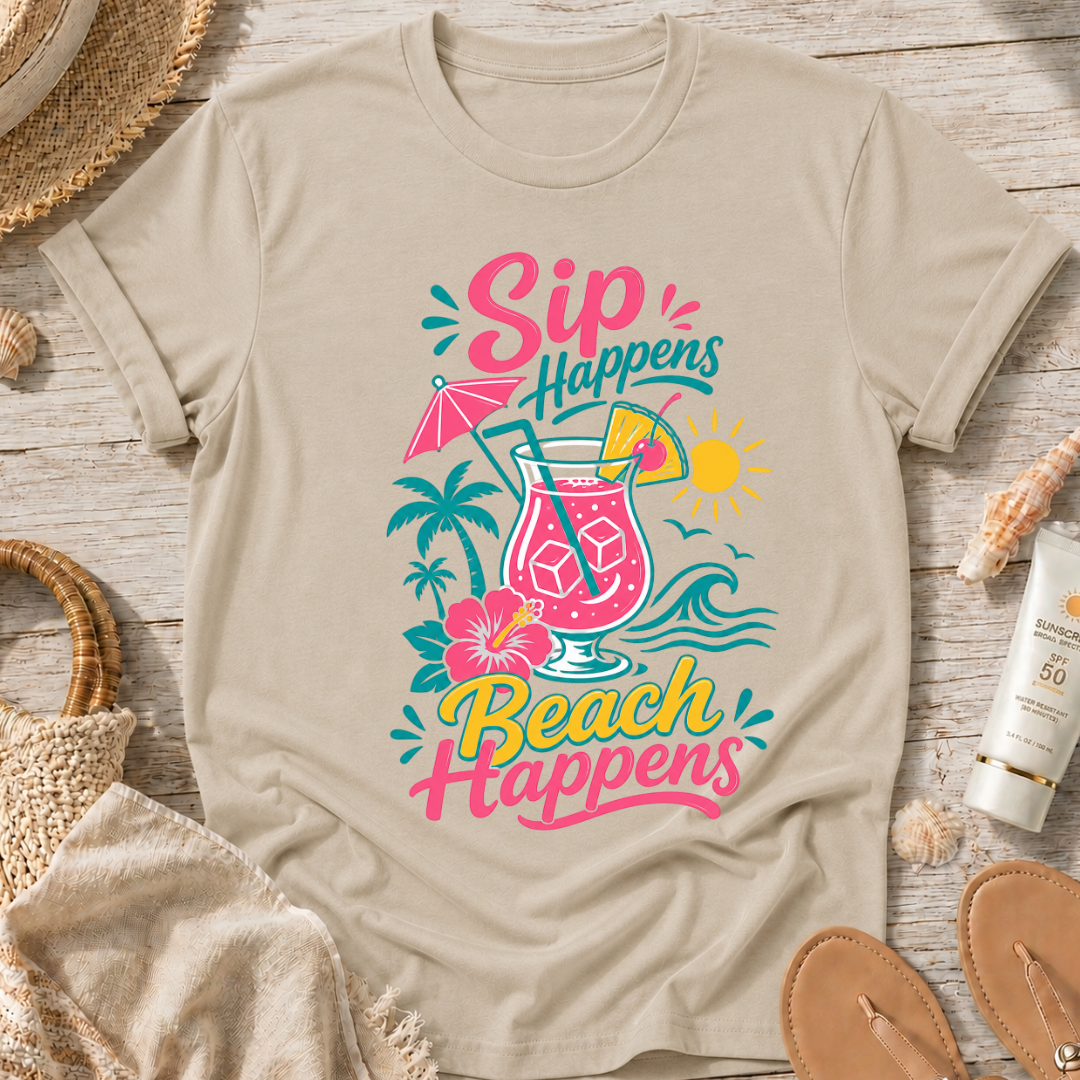 Sip Happens, Beach Happens T-Shirt