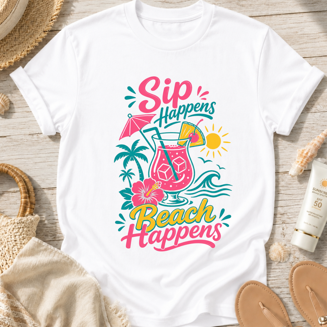 Sip Happens, Beach Happens T-Shirt