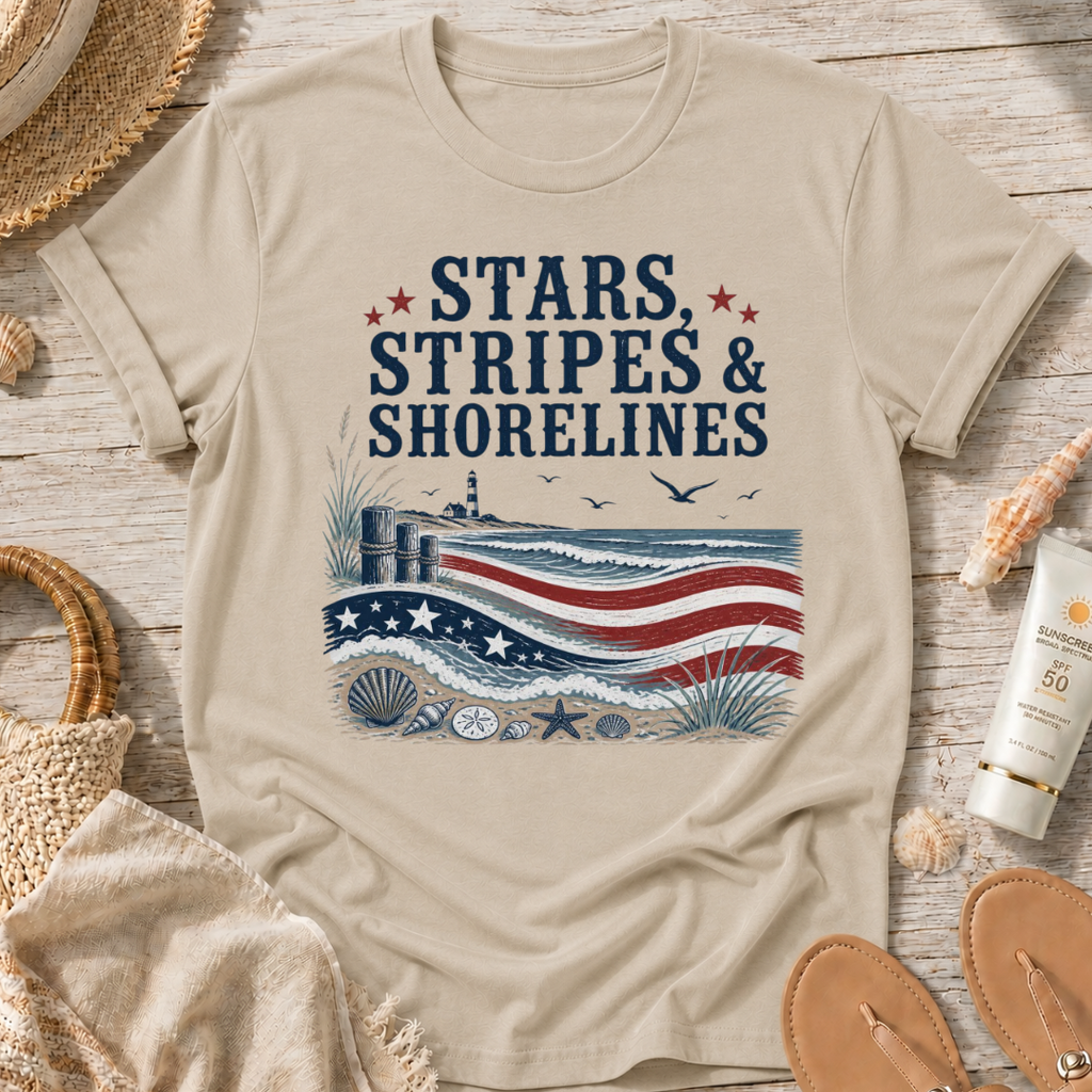 Stars, Stripes & Shorelines US Flag T-Shirt