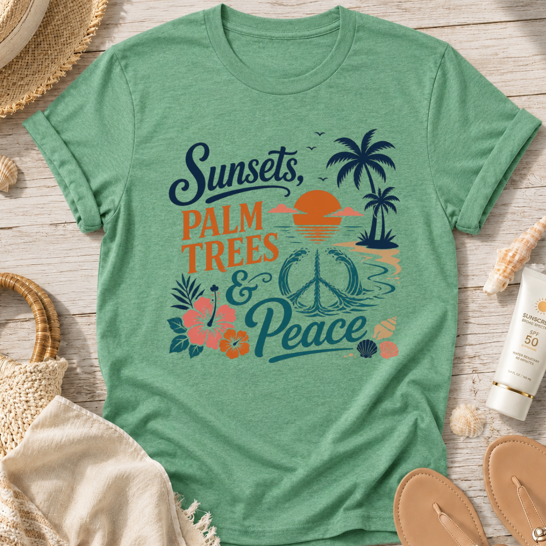 Sunsets, Palm Trees & Peace T‑Shirt
