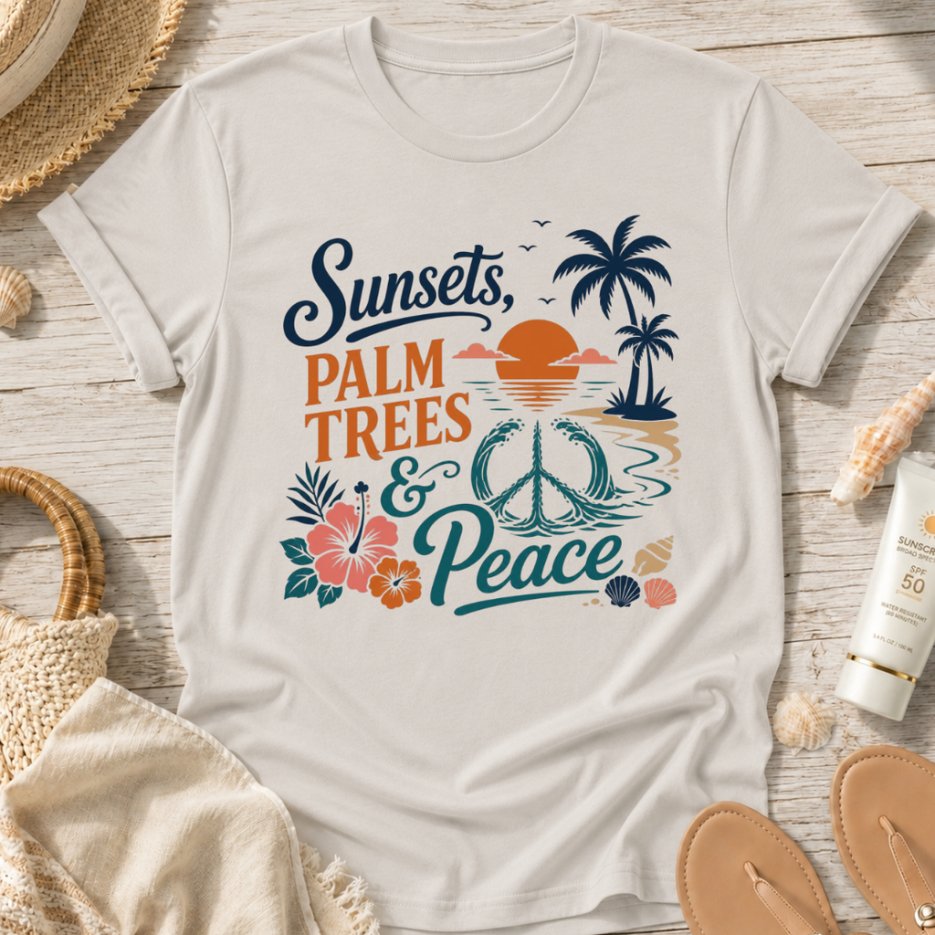 Sunsets, Palm Trees & Peace T‑Shirt