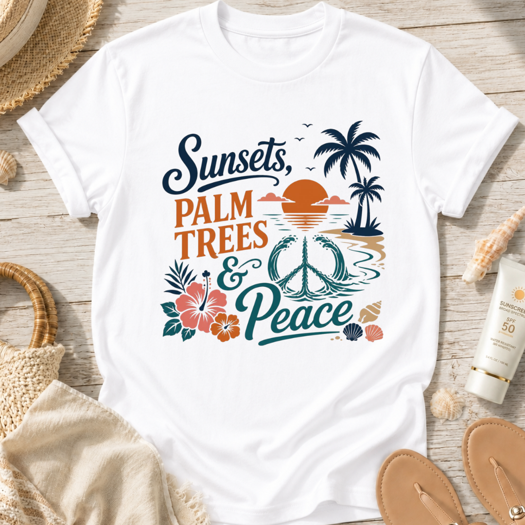 Sunsets, Palm Trees & Peace T‑Shirt