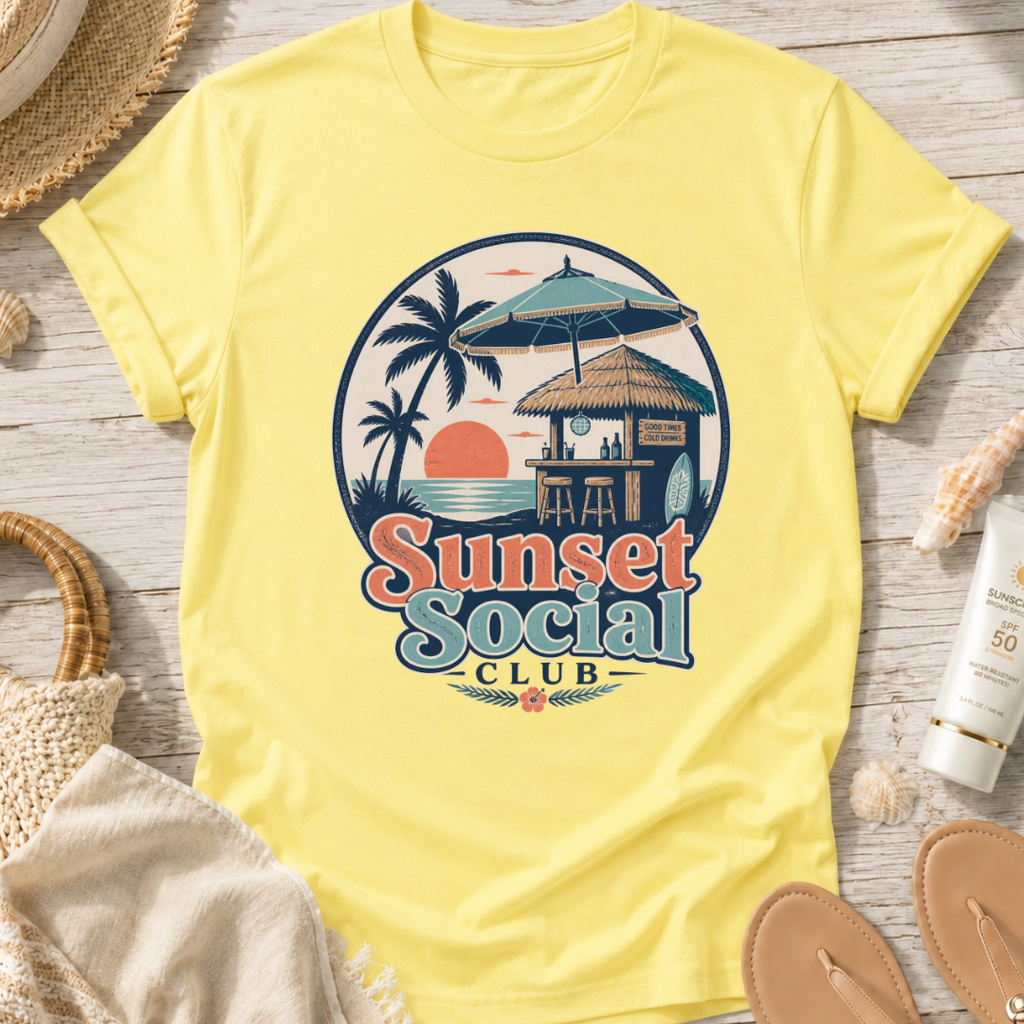 Sunset Social Club Tiki T‑Shirt