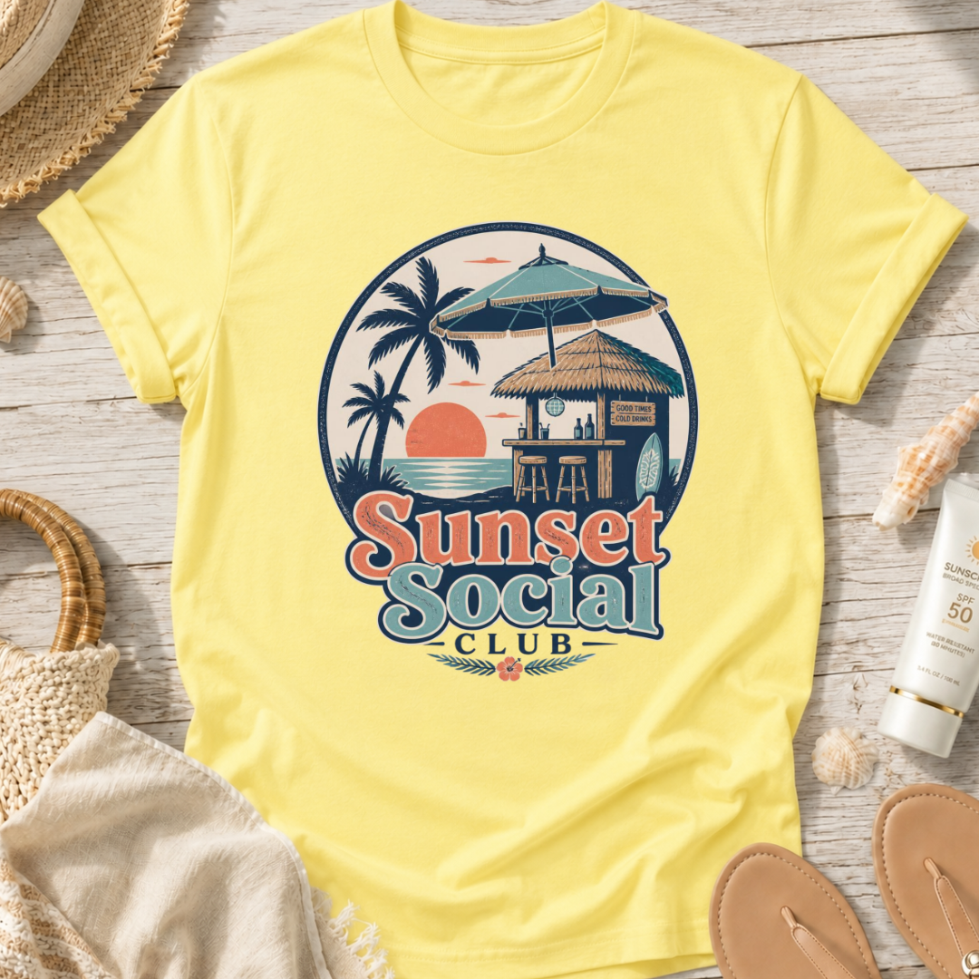 Sunset Social Club Tiki T‑Shirt
