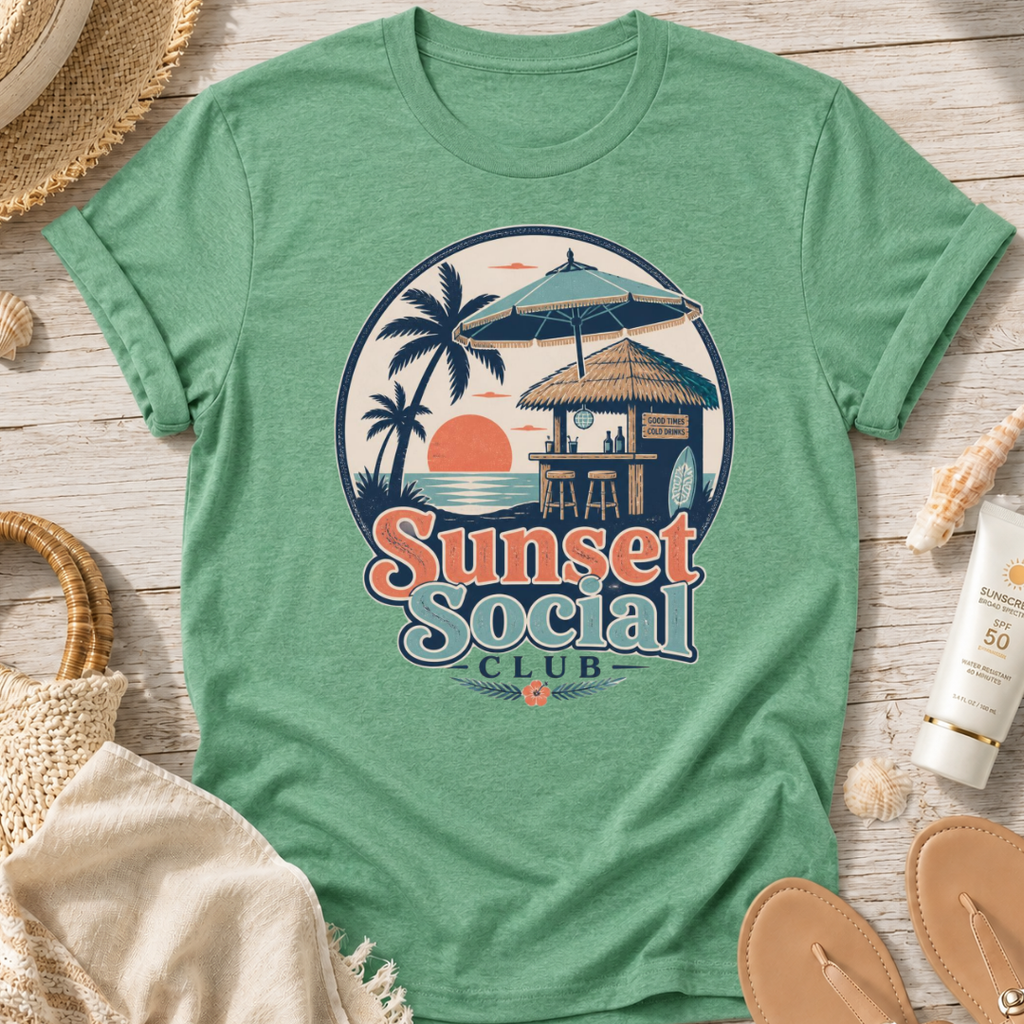 Sunset Social Club Tiki T‑Shirt