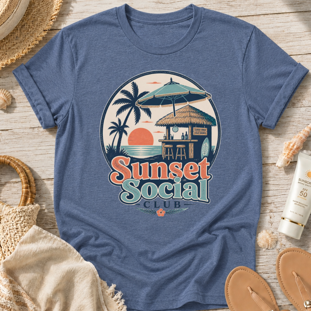 Sunset Social Club Tiki T‑Shirt