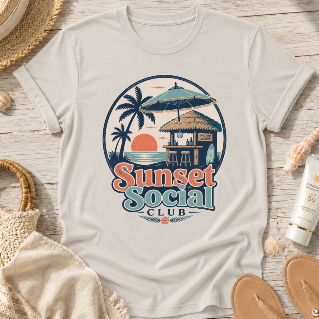 Sunset Social Club Tiki T‑Shirt