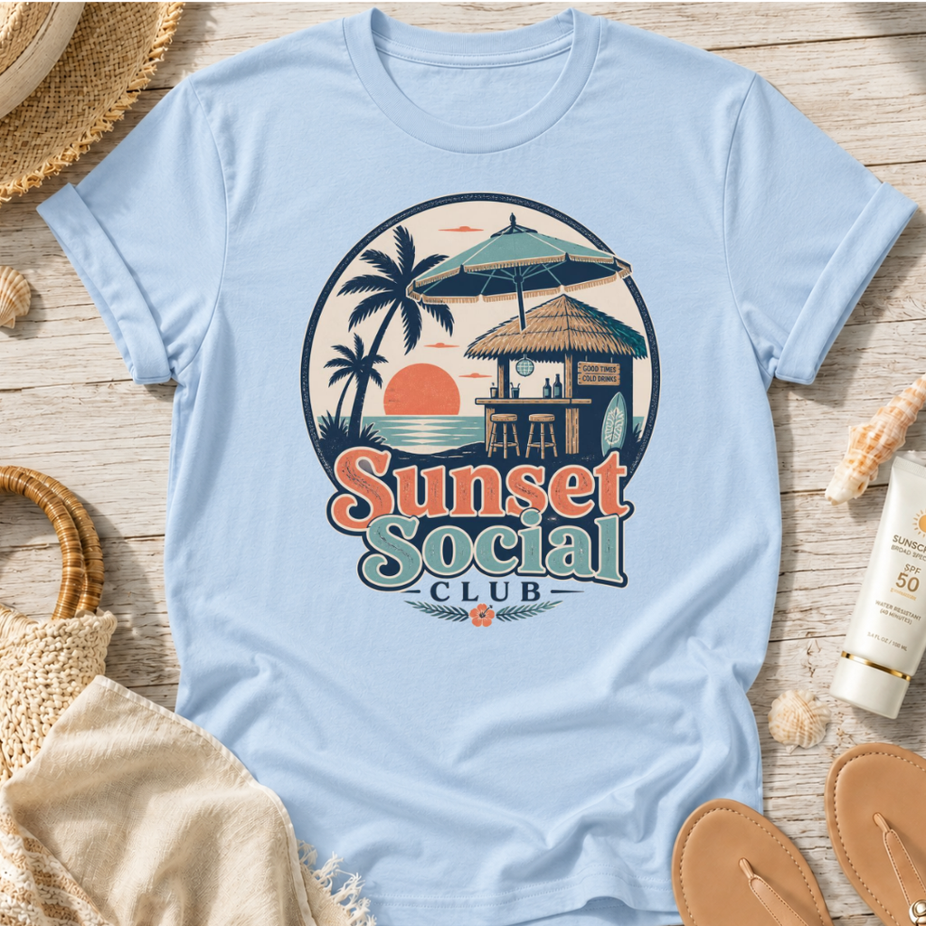 Sunset Social Club Tiki T‑Shirt
