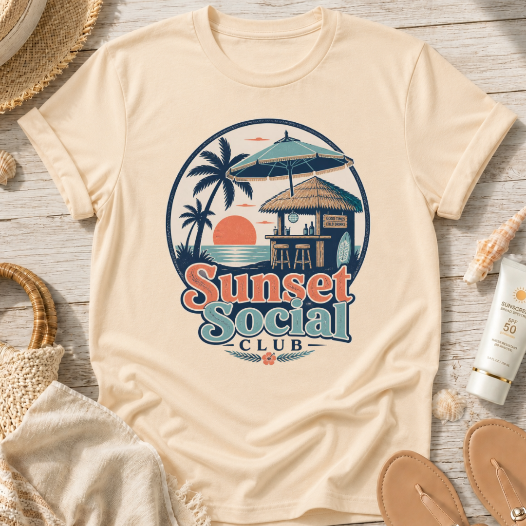 Sunset Social Club Tiki T‑Shirt
