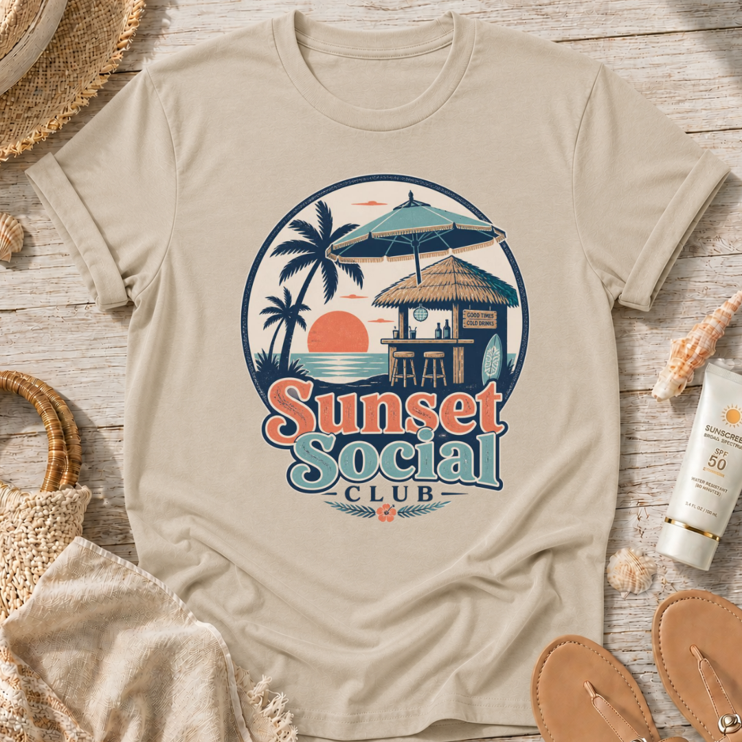 Sunset Social Club Tiki T‑Shirt