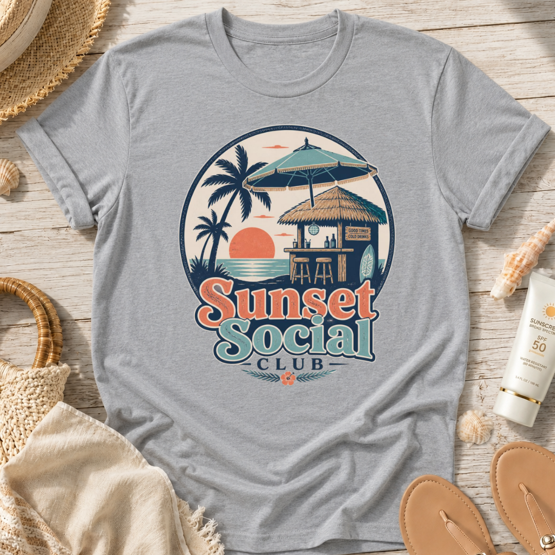 Sunset Social Club Tiki T‑Shirt