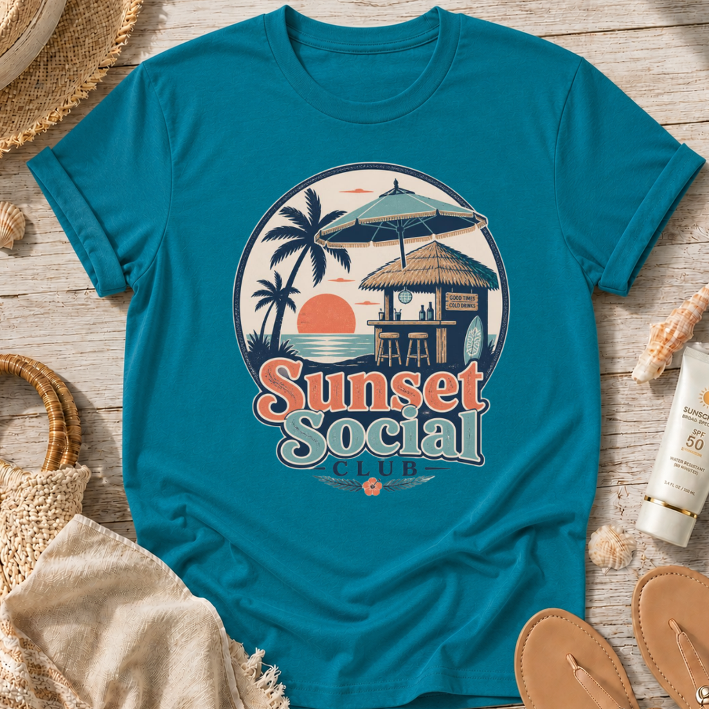 Sunset Social Club Tiki T‑Shirt